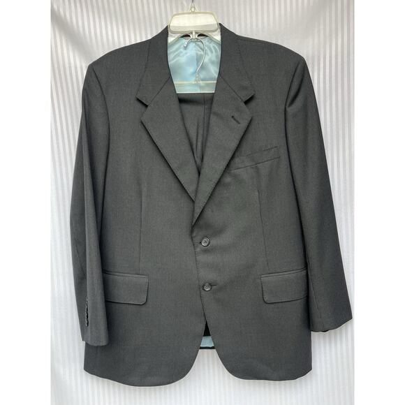 Custom Holland Sherry Charcoal Gray 2pc Pinstriped Suit 37 x 29 - Picture 1 of 16